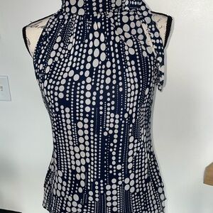 Anne Klein Navy Polka Dot Halter Top